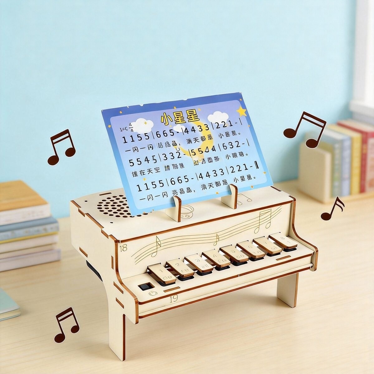 Diy Electronics Learning Kit - DIY Holz-Elektronisches Klaviermodell STEM-Bausatz Physik-Sound-Experiment Lehrhilfe
